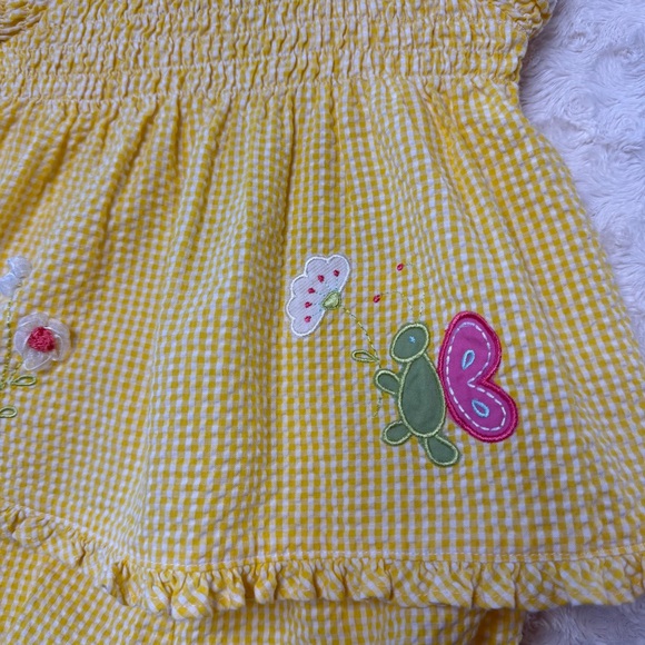 Vintage Little Billy Yellow Gingham Seersucker 2pc Summer dress 6-9 months - Picture 2 of 5
